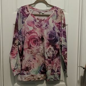 Christopher & Banks purple pink floral top Sz XL